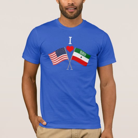T-shirt Drapeaux croisés USA-Somaliland Manches courtes ho (Devant)