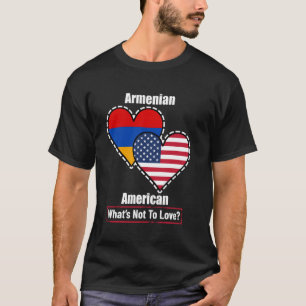 T-shirt Drapeaux de cœur arméno-américains Qu'est-ce qu'on