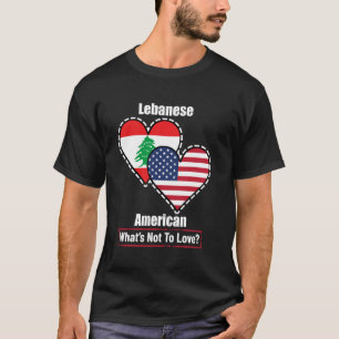 T-shirt Drapeaux de coeur libanais américains Qu'est-ce qu