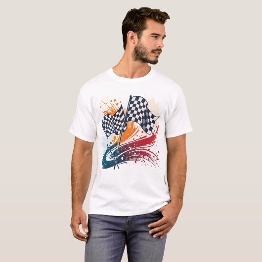 T-shirt Drapeaux de course Abstraits Conception du logo (Devant entier)