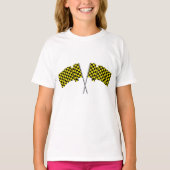 T-shirt Drapeaux De Course Jaune Et Noir (Devant)