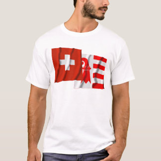 T-shirt Drapeaux de ondulation de la Suisse et du Jura