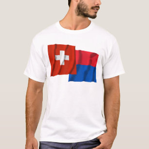 T-shirt Drapeaux de ondulation de la Suisse et du Tessin