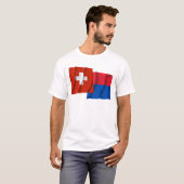 T-shirt Drapeaux de ondulation de la Suisse et du Tessin (Devant entier)