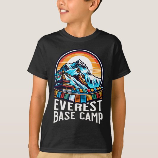 T-shirt Drapeaux de prière du camp de base de l'Everest Né (Devant)
