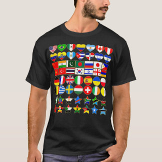 T-shirt Drapeaux des pays du monde en forme géométrique