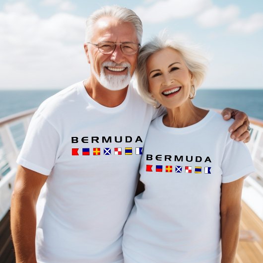 T-shirt Drapeaux des signaux marins des Bermudes Couleur c