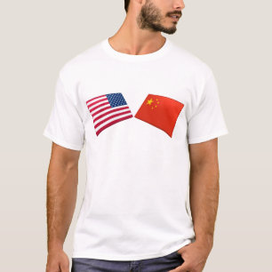 T-shirt Drapeaux des USA et de la Chine