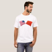 T-shirt Drapeaux des USA et de la Chine (Devant entier)