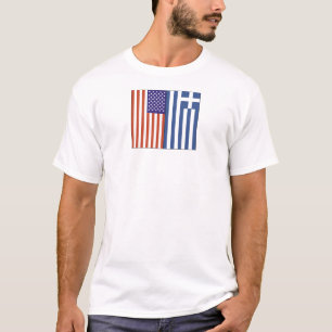 T-shirt Drapeaux des USA et de la Grèce