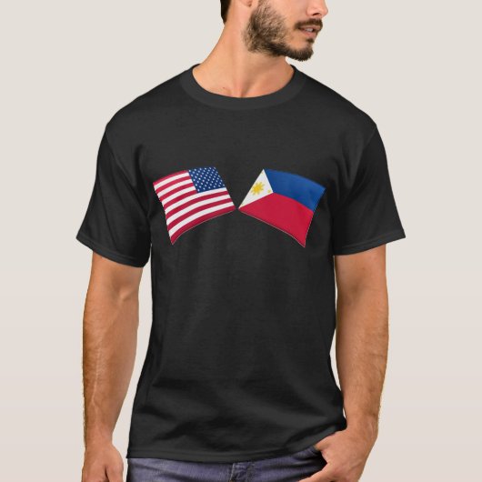 T-shirt Drapeaux des USA et de Philippines (Devant)