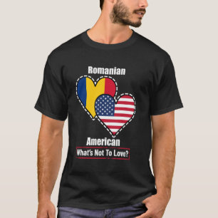 T-shirt Drapeaux du cœur roumain américain Qu'est-ce qu'on