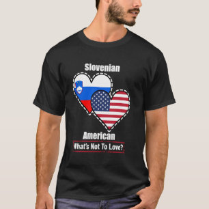 T-shirt Drapeaux du cœur slovène américain Qu'est-ce qu'on