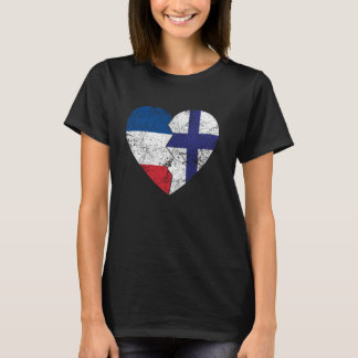 T-shirt Drapeaux finlandais français Cœur France Finlande
