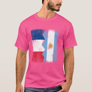 T-shirt Drapeaux France Argentine Demi Britannique Argent