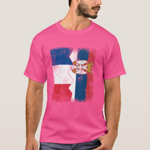 T-shirt Drapeaux France Serbie Racines moitié serbes moit