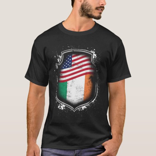 T-shirt Drapeaux irlandais américains d'Irlande et d'Améri (Devant)