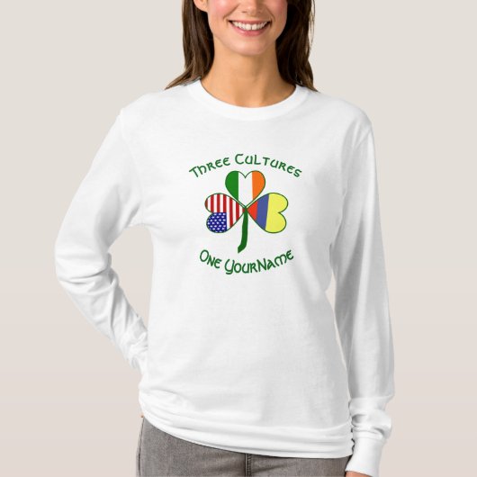 T-shirt Drapeaux irlandais Shamrock Personaliz (Devant)