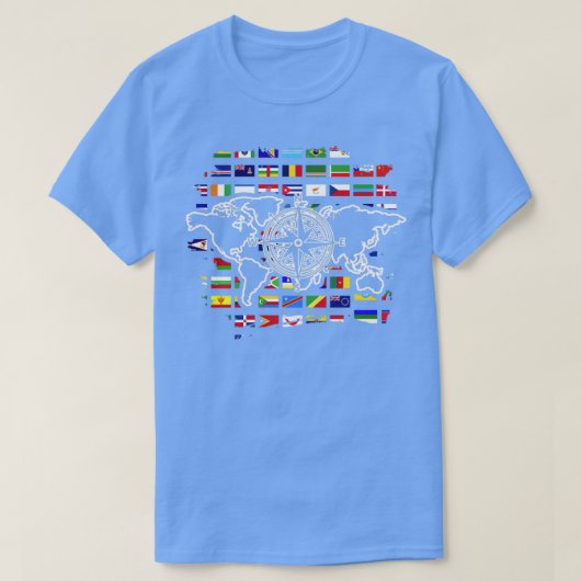 T-shirt Drapeaux Lover World Travellers Compass Carte du m (Design devant)