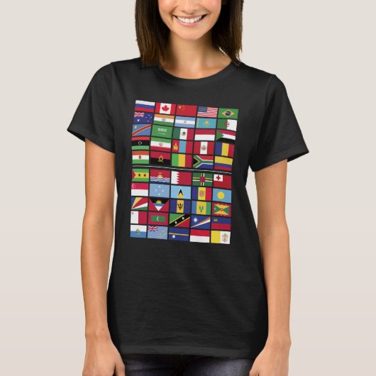 T-shirt Drapeaux Mondiaux 25 Plus Grands & 25 Plus Petits (Devant)