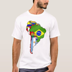 T-shirt Drapeaux sud-américains de carte de l'Amérique d