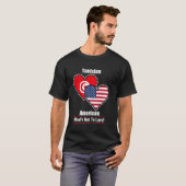 T-shirt Drapeaux Tunisiens Américains du Cœur Qu'est-ce qu (Devant entier)