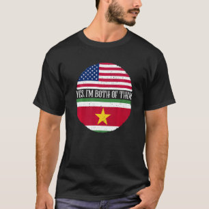 T-shirt Drapeaux Vintage USA et Suriname Oui, je suis les