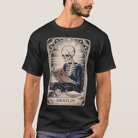T-shirt DRAYLIN squelette avec carte de Tarot (Devant)
