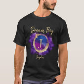 T-shirt Dream Big Space Galaxy Metallic Gold Nom du monogr (Devant)