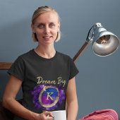 T-shirt Dream Big Space Galaxy Metallic Gold Nom du monogr