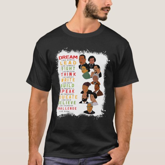 T-shirt Dream Lead Combight Educating African Woman Black  (Devant)