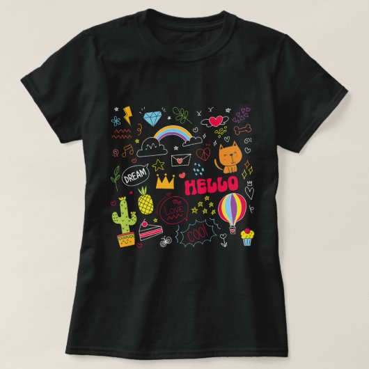 T-shirt Dream Love Hello Dessin Visuel Doodle Art (Design devant)