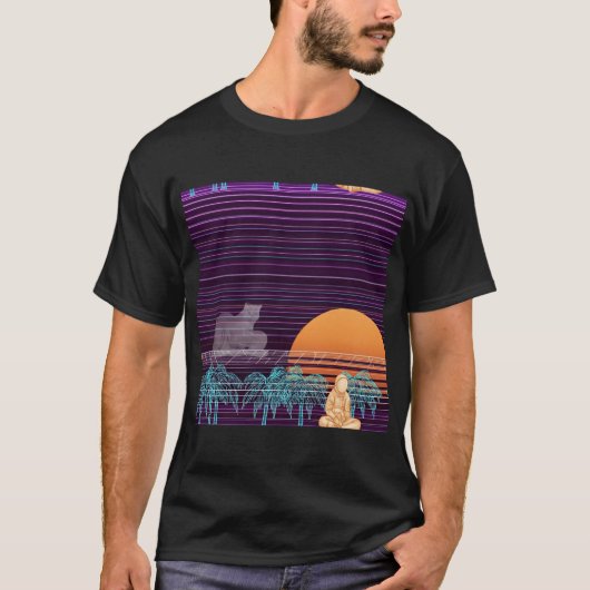 T-shirt Dreaming in Neon: Cat and Astronaut (Devant)