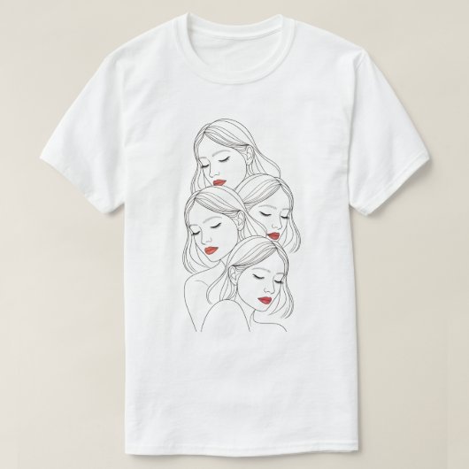 T-shirt Dreamy Female Faces Print, Closed Eyes, Calming (Design devant)