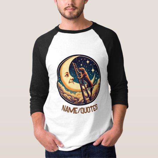 T-shirt Dreamy Moon & Dog Climbing Ladder (Devant)