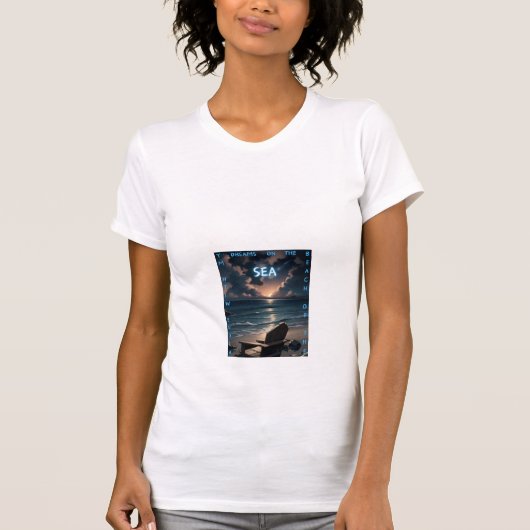 T-shirt Dreamy Sunset Beach - Vue artistique sur l'océan f (Devant)
