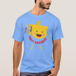 T-shirt Dreidel aux bougies disant "Happy Hanoukka Jewish