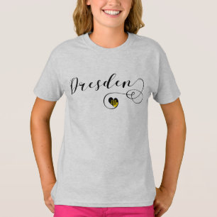 T-shirt Dresde Drapeau En Coeur, Saxe, Allemagne