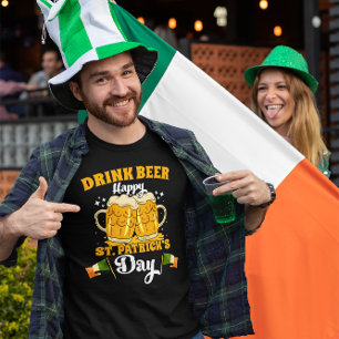 T-shirt Drink Beer Happy St Patrick's Day Graphic