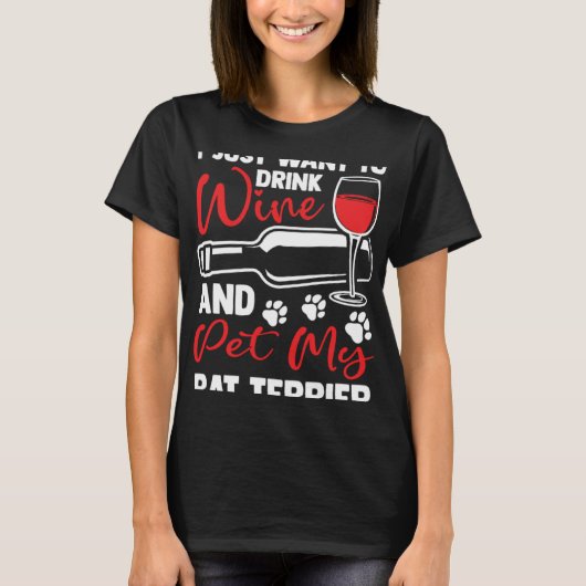 T-shirt Drink Wine and Pet My Rat Terrier Rattie Humor (Devant)