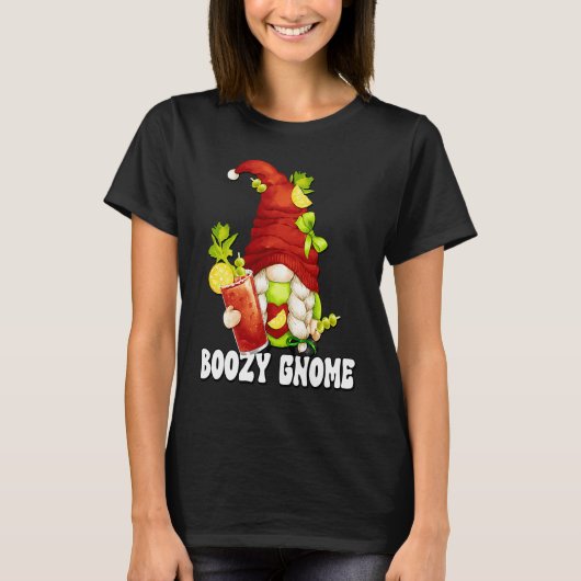 T-shirt Drinking Bloody Mary Gnome For Women And Girls Tri (Devant)