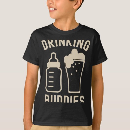 T-shirt Drinking Buddies Dad Grandpa New Baby Beer And Bot (Devant)