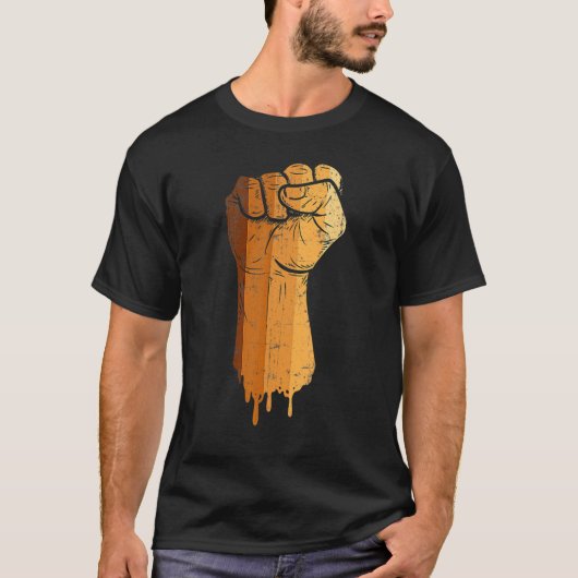 T-shirt Drippin Melanin Black Fist African American Histor (Devant)