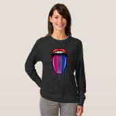 T-shirt Dripping Lips Tongue Bisexual Pride Bisexuality Fl (Devant entier)