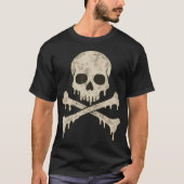 T-shirt Dripping Skull Crossbones Skeleton Jolly Roger Fla (Devant)