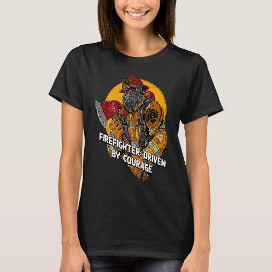T-shirt Driven by Courage Firefighter First Responders Fir (Devant)