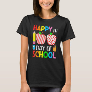 T-shirt Drôle 100 Jours D'école Cœurs Rayures Professeur A