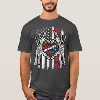 T-shirt Drôle 4 juillet américain Drapeau Usa Skeleton Vid