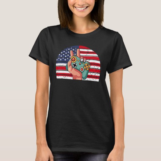 T-shirt Drôle 4 juillet américain Jeu de Drapeau Patriotiq (Devant)