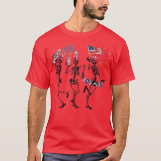 T-shirt Drôle 4 juillet Danse de la Mort Macabre Squelette